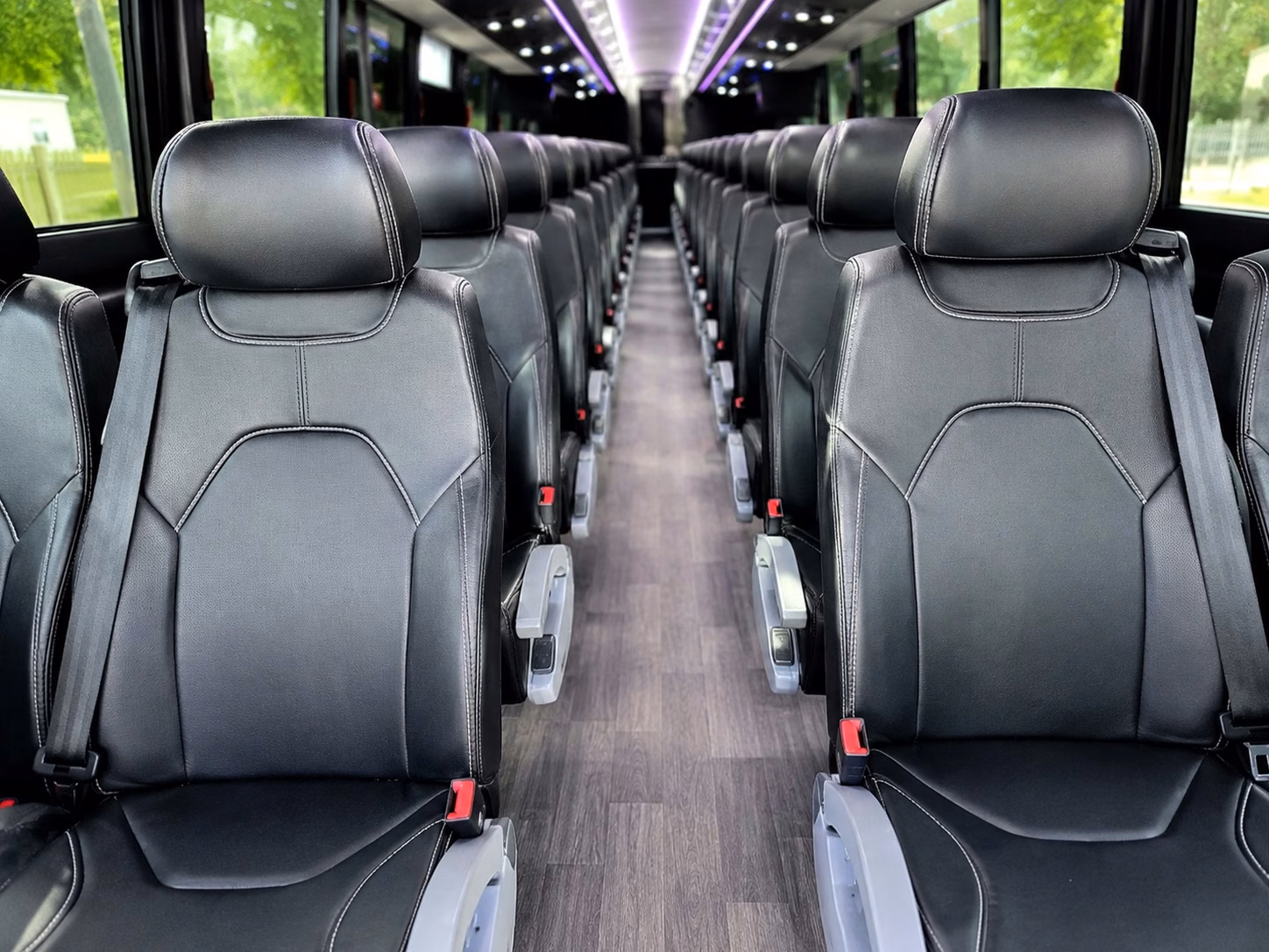 sunrise charter bus rental interior